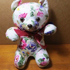 Vintage Milaca Mills Floral Chintz Fabric Teddy Bear